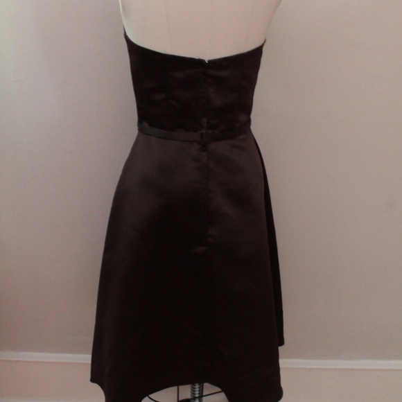 Jessica McClintock Bridal Espresso Brown Satin Short Sleeveless Party Dress - Picture 3 of 4